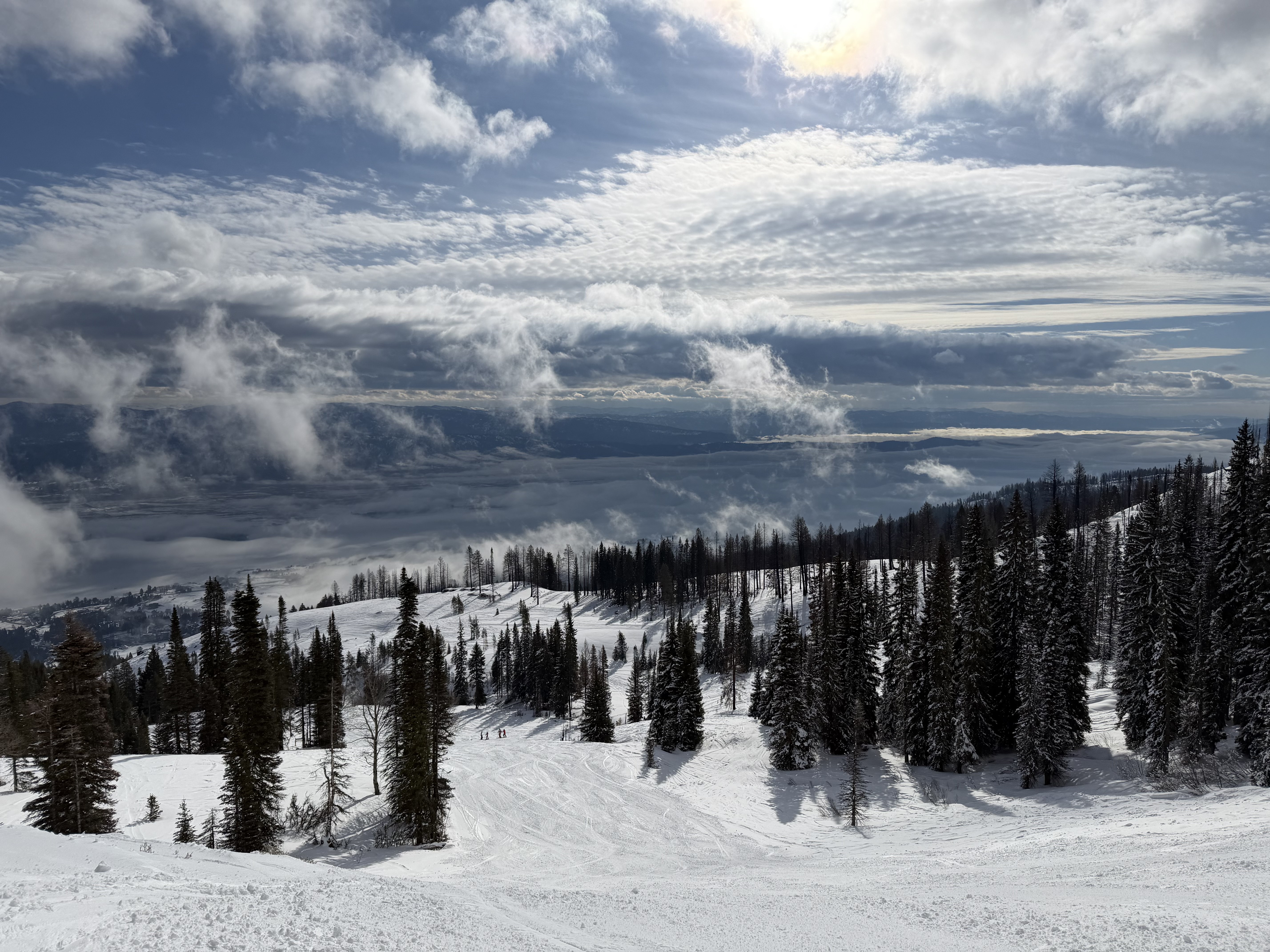 Looking down at the lake