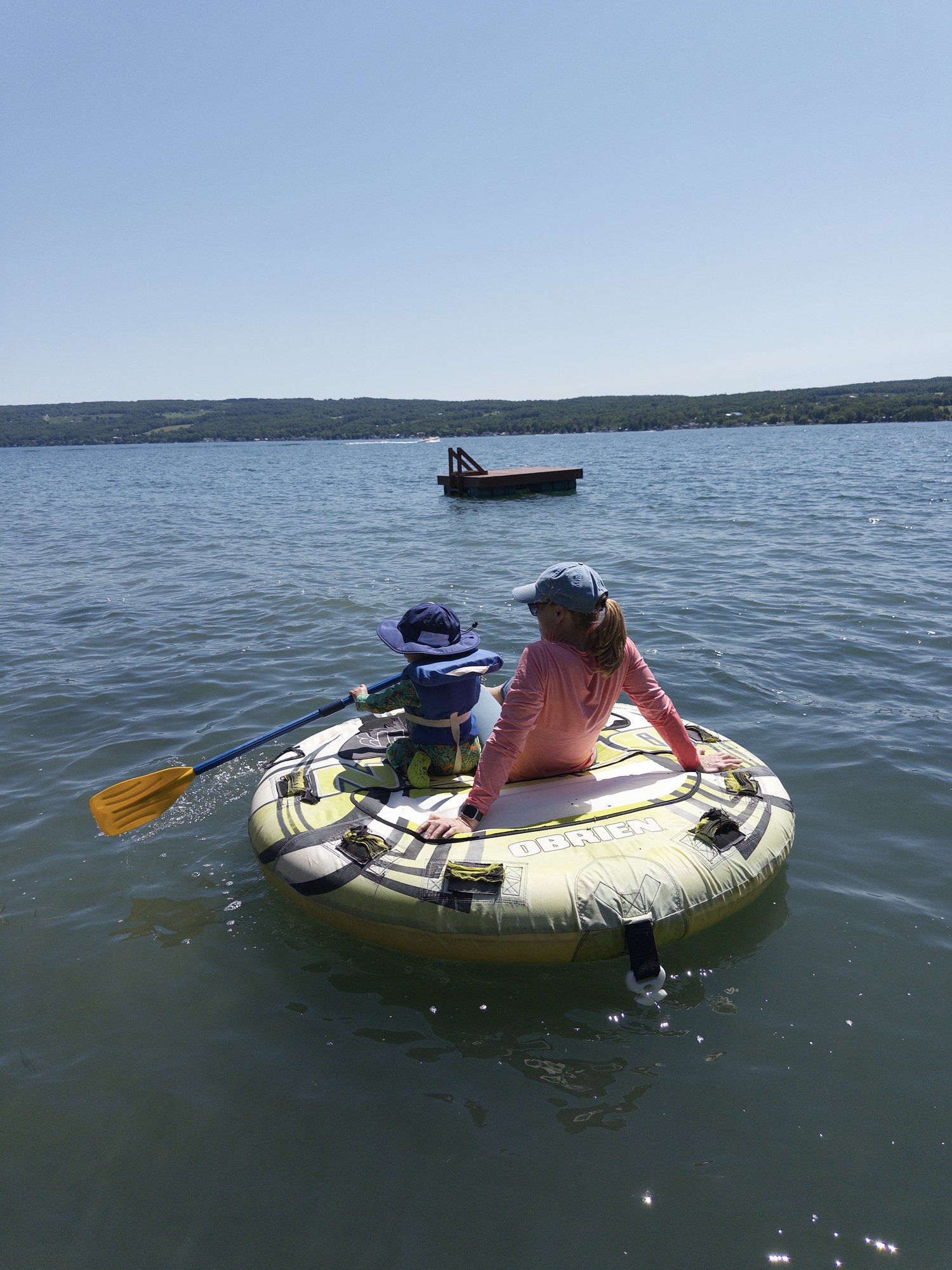 Maneuvering the tube with grandma