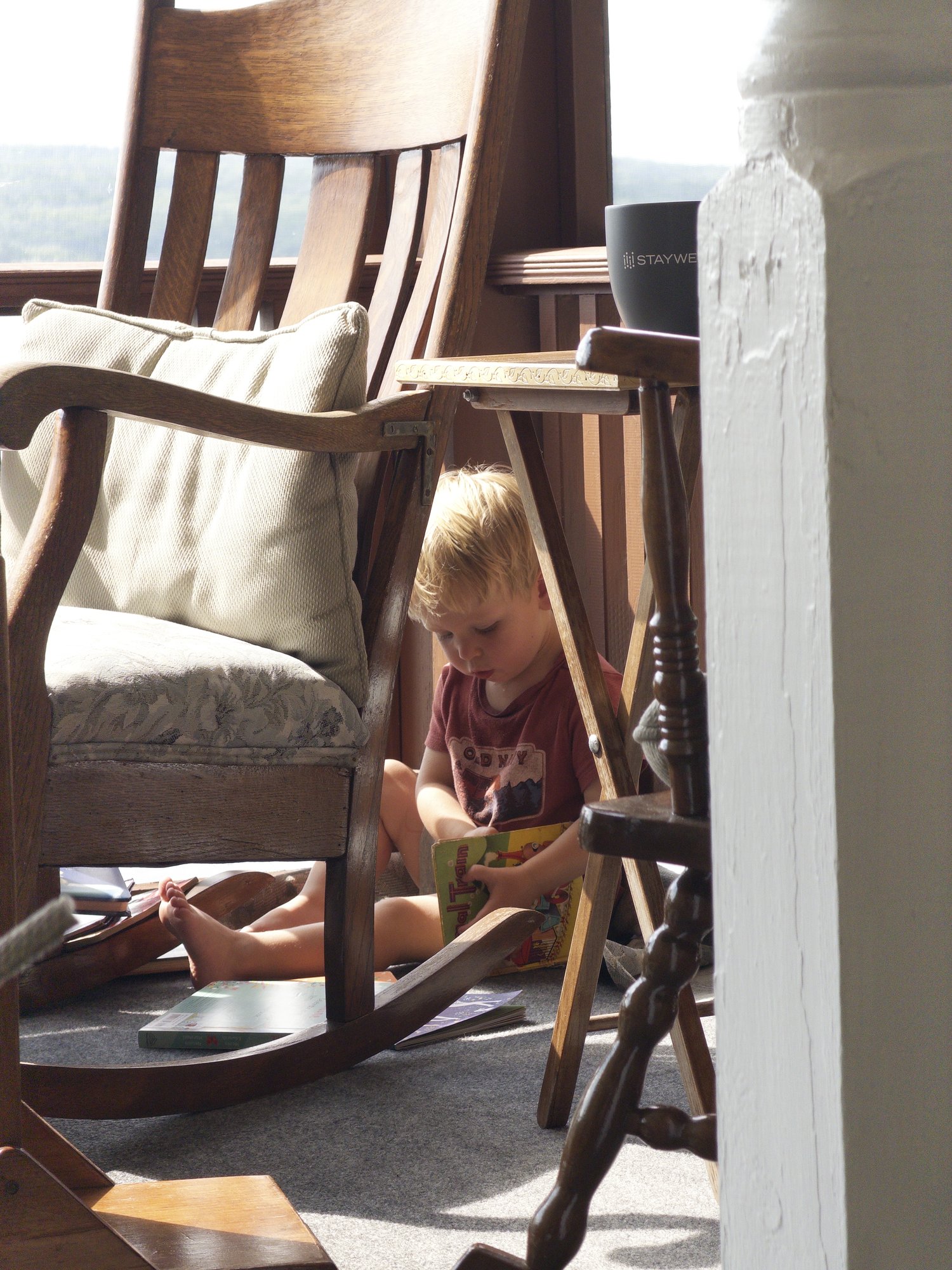 Reading under the chair